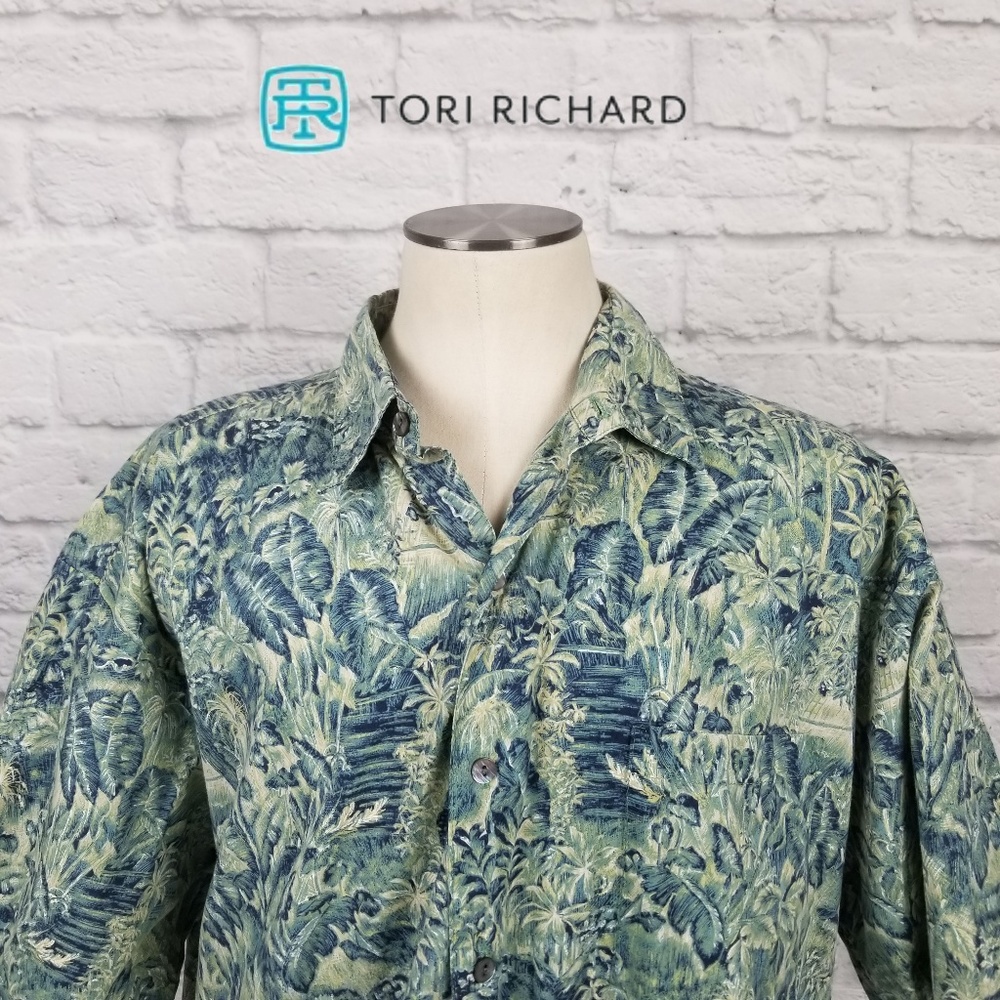 Tori Richard Cotton Lawn Hawaiian Camp Shirt Sz L